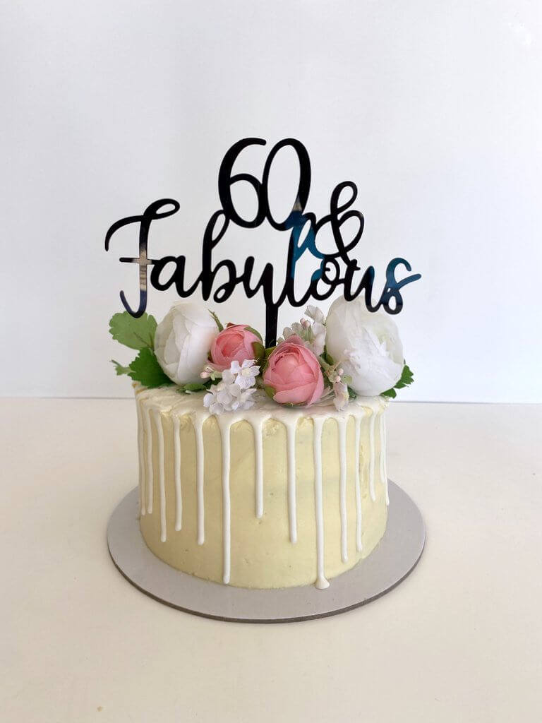 Acrylic Black 60 & Fabulous Birthday Cake Topper - Online Party Supplies